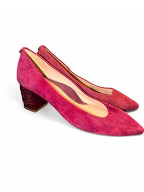 Taryn Rose Burgundy Suede Pointed Toe Block Heel Pumps Womens US 7
